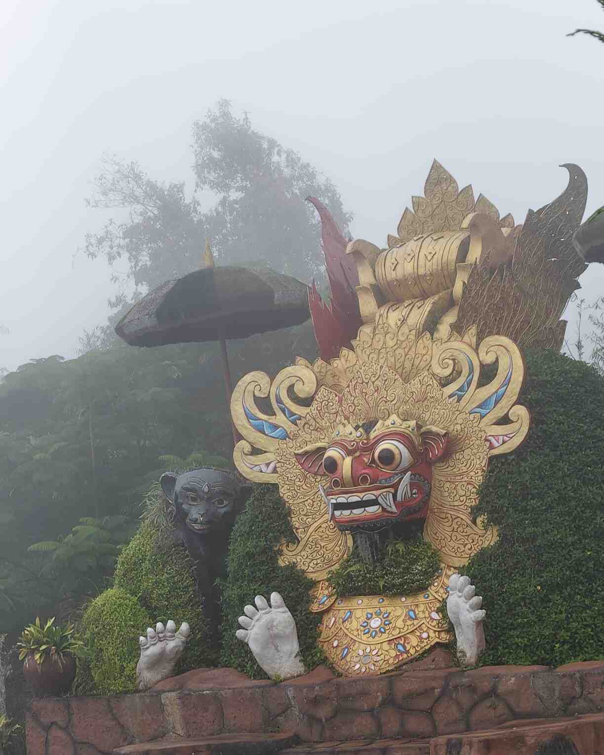 Barong Bali dengan detail khas sebagai simbol budaya dan seni tradisional