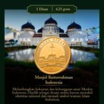 Desain dinar dengan ilustrasi Masjid Raya Baiturrahman.