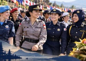 Parade of Nations IAWP Bali 2026 yang mempertemukan polisi wanita dari berbagai negara.