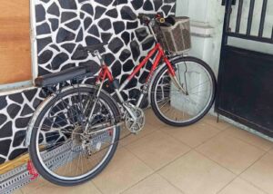 Ngurah menggunakan sepeda sebagai sarana transportasi untuk pergi ke kantor di Denpasar.