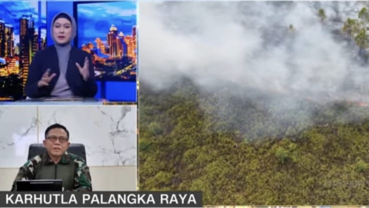 Kegiatan video conference bersama CNN membahas perkembangan penanganan karhutla di wilayah Kodam XXII/Tambun Bungai.